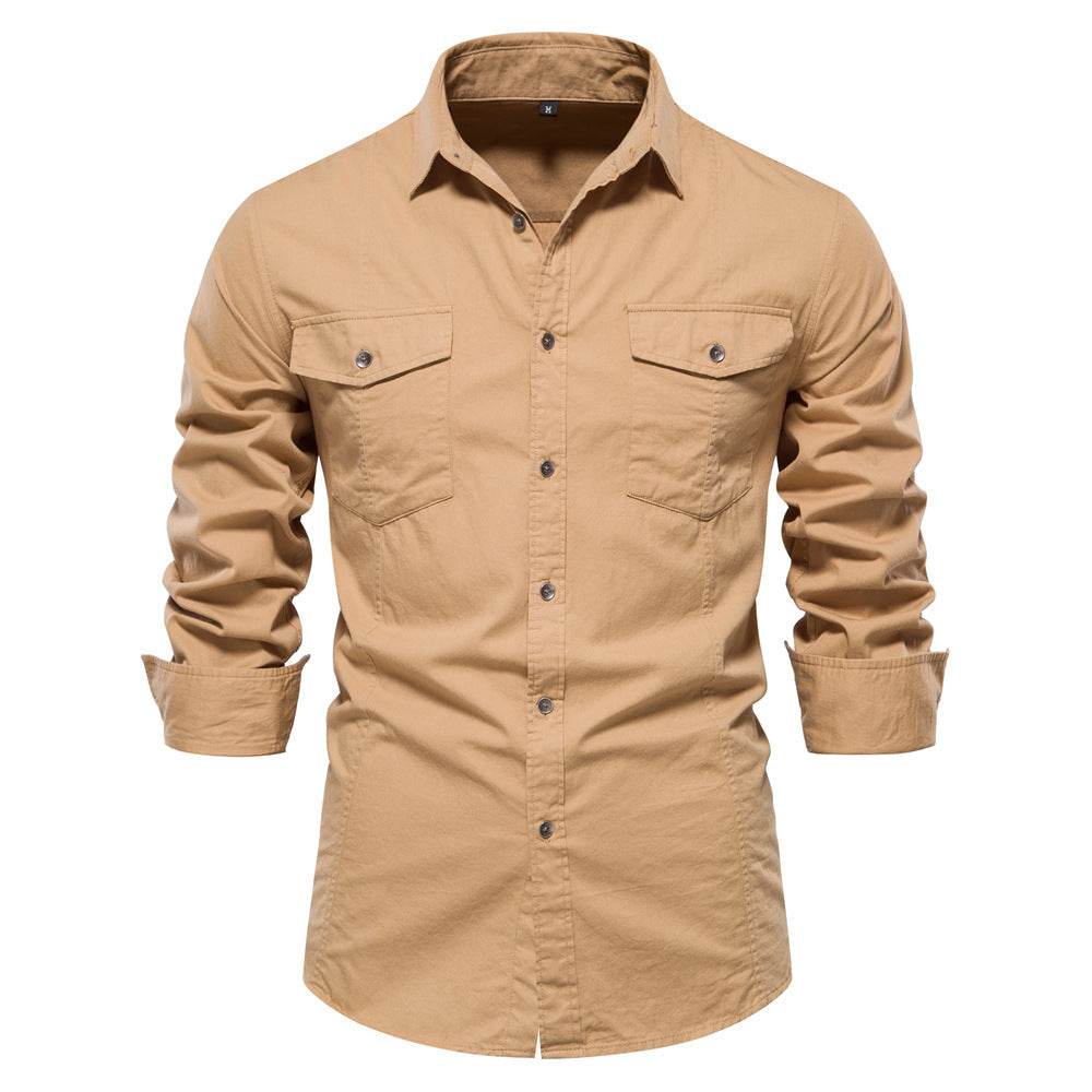 Men's Fashion Casual Solid Color Long Sleeve Shirt - MYLUXURY LANE ENTERPRISE