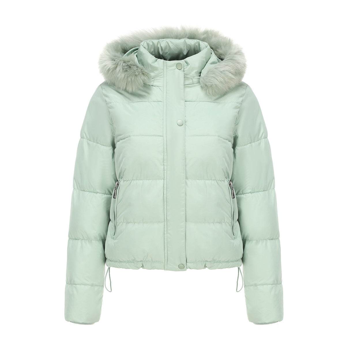 Autumn And Winter Warm Ladies Short Velvet Detachable Hat Long Sleeve Cotton Coat - MYLUXURY LANE ENTERPRISE