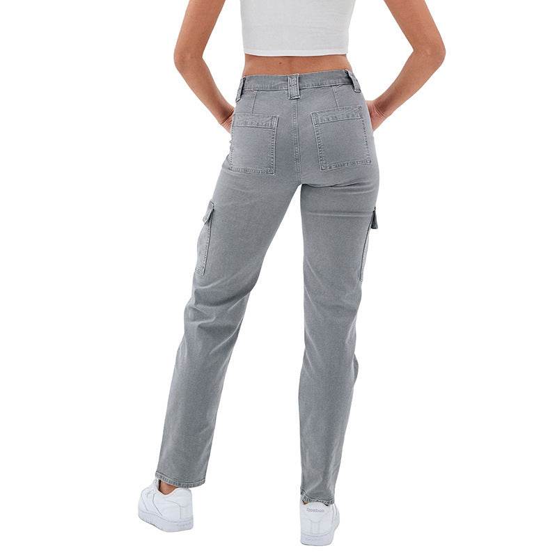 Women's Jeans Multi-bag High Waist Wash Straight - MYLUXURY LANE ENTERPRISE