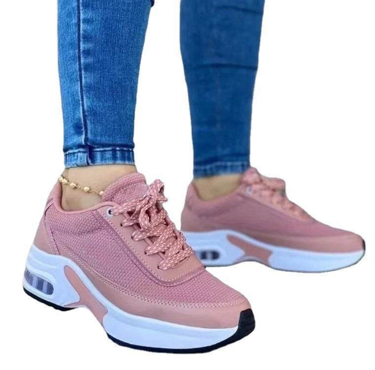 Sports Shoes Women SneakersThick Sole Mesh Breathable Casual Lace-Up Shoes - MYLUXURY LANE ENTERPRISE