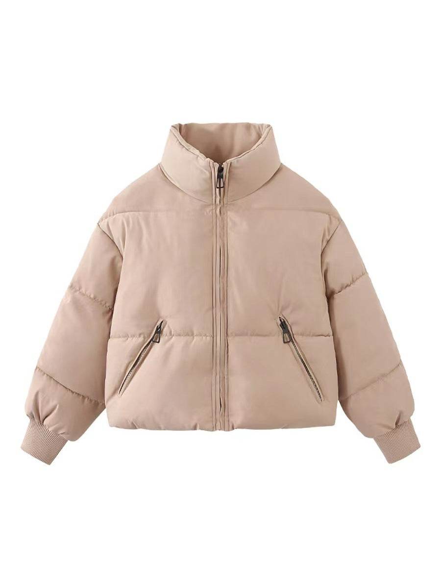Fashion Ins Style Bread Coat Women's Solid Color Stand Collar Loose Warm Down Jacket Winter Slim Casual Short Coat - MYLUXURY LANE ENTERPRISE