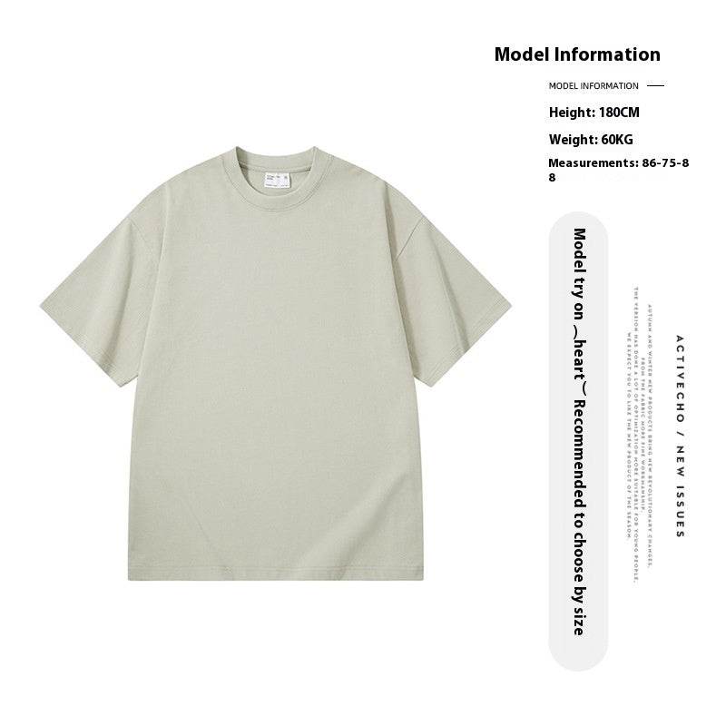 Washed Old T-shirt Men's Drop Shoulder Loose Cotton Base Shirt - MYLUXURY LANE ENTERPRISE