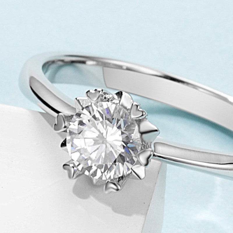 Moissanite Ring Straight Arm Snowflake 50 Points Simple And Sweet - MYLUXURY LANE ENTERPRISE