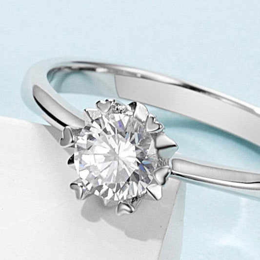 Moissanite Ring Straight Arm Snowflake 50 Points Simple And Sweet - MYLUXURY LANE ENTERPRISE
