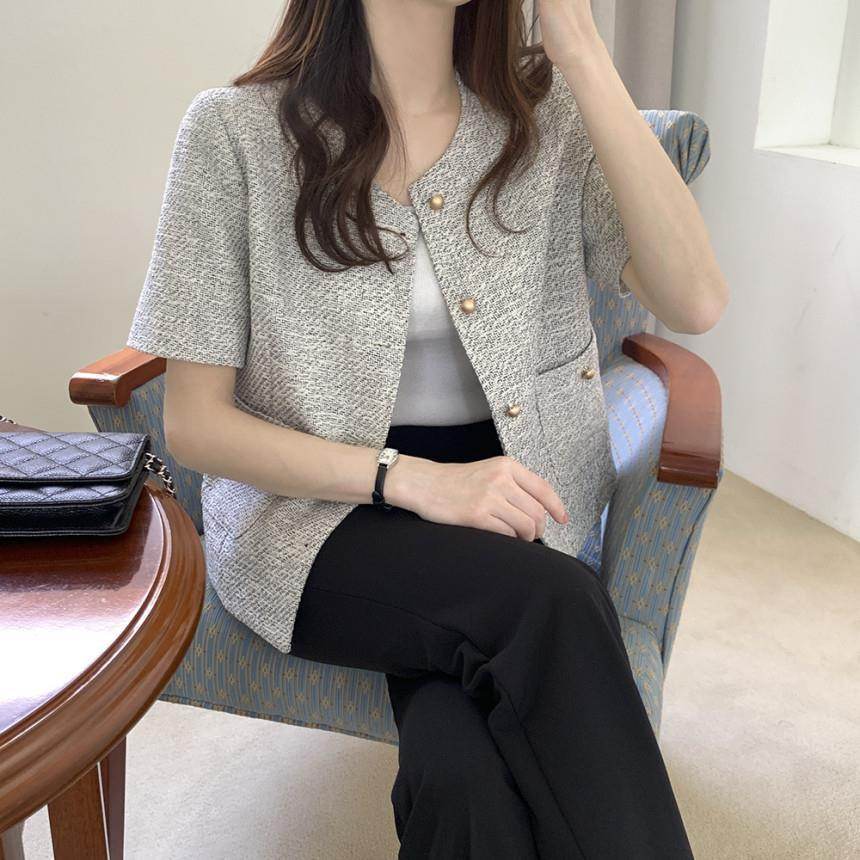 Women's Summer Gray Short Sleeve Coat Top - MYLUXURY LANE ENTERPRISE