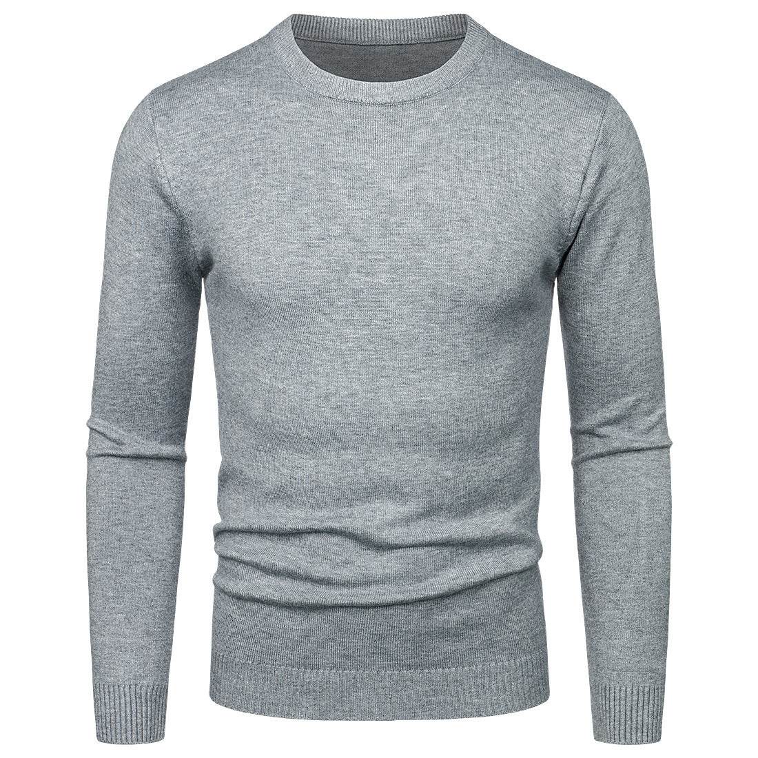 Men's Round Neck Sweater Solid Color Simple Free Size Long Sleeve Sweater - MYLUXURY LANE ENTERPRISE