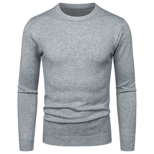 Men's Round Neck Sweater Solid Color Simple Free Size Long Sleeve Sweater - MYLUXURY LANE ENTERPRISE