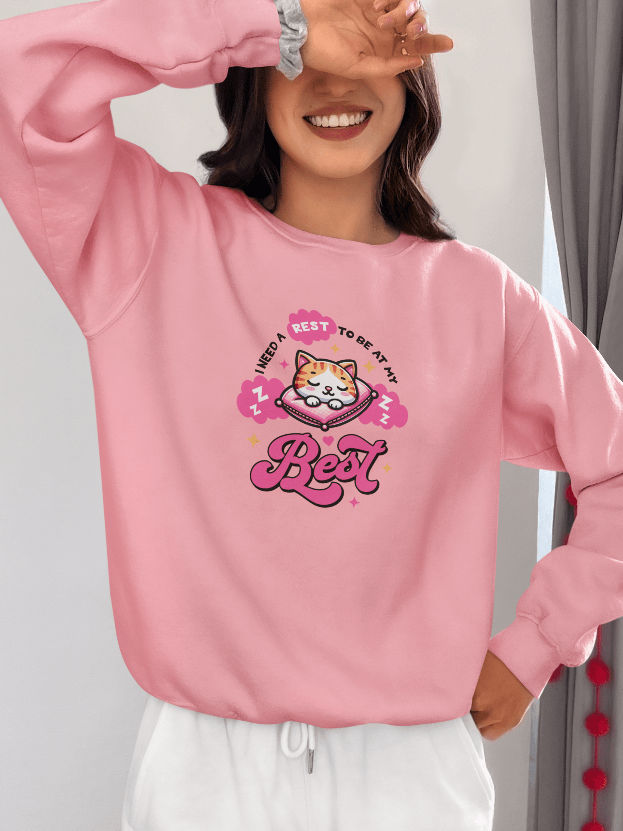 Rest to Be at My Best Pink Sweatshirt - MYLUXURY LANE ENTERPRISE