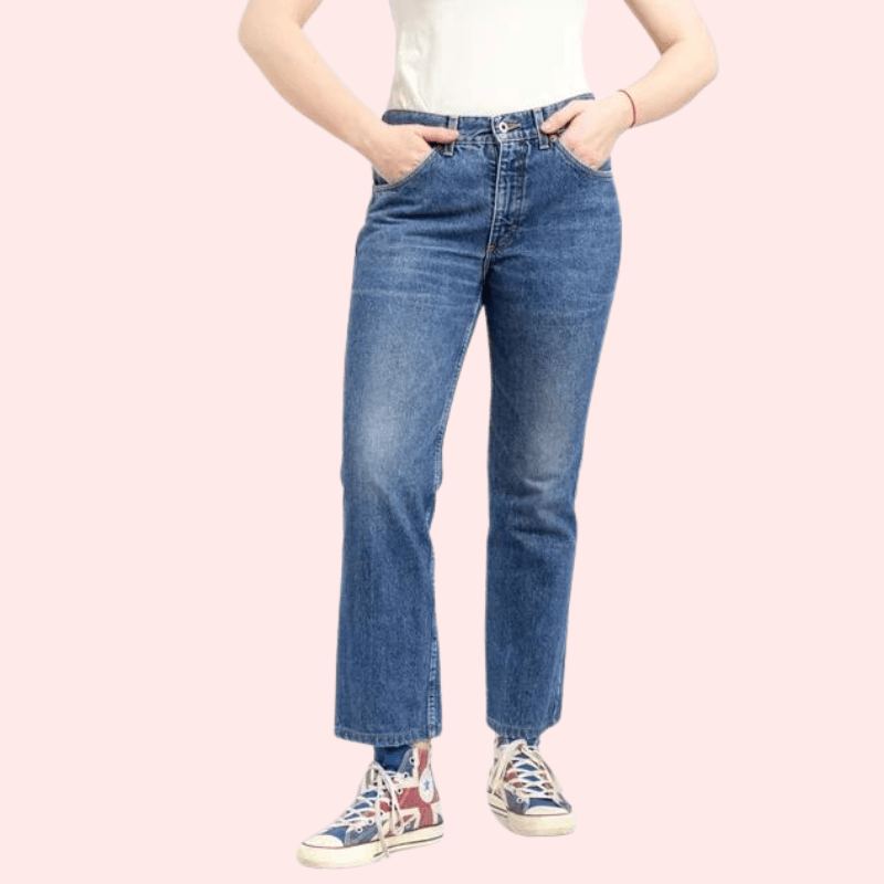 Women's 90s Blue Denim Straight Leg Jeans - MYLUXURY LANE ENTERPRISE