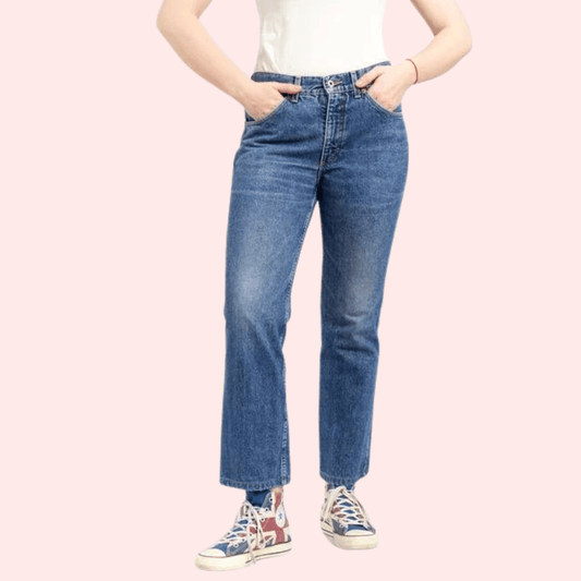 Women's 90s Blue Denim Straight Leg Jeans - MYLUXURY LANE ENTERPRISE