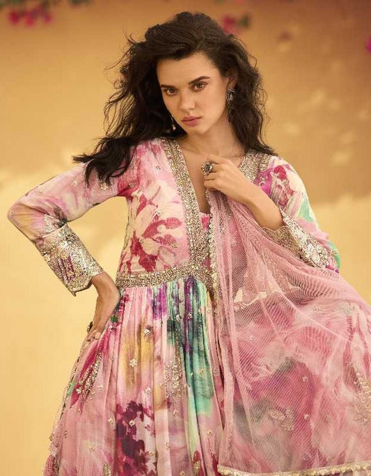 Chinon Silk  Party wear suit