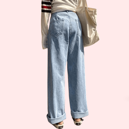 Women's Stylish High Waist Wide Leg Straight Jeans - MYLUXURY LANE ENTERPRISE