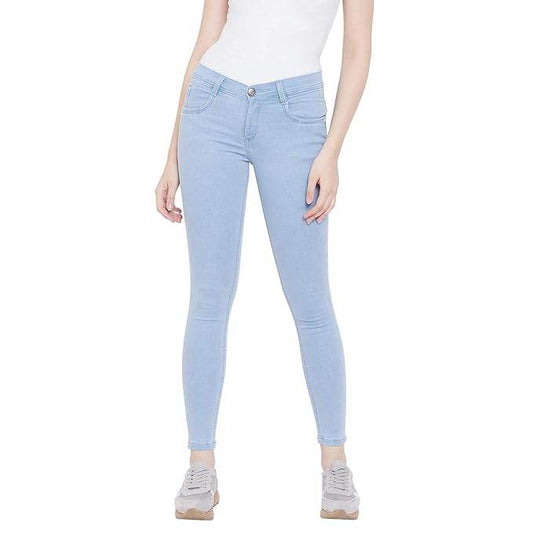 Sky Blue Women's Slim Fit Cotton Jeans - MYLUXURY LANE ENTERPRISE