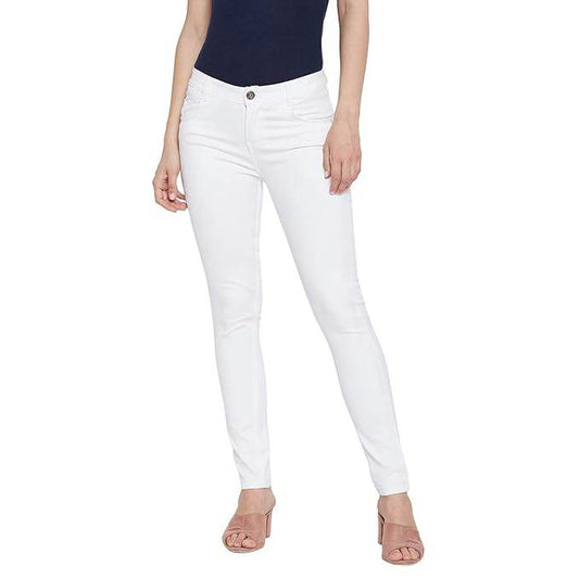 White Women's Slim Fit Cotton Jeans - MYLUXURY LANE ENTERPRISE