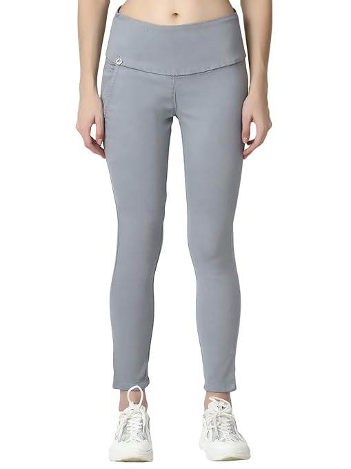 Grey Skinny Fit High Waist Ankle Length Jeggings - MYLUXURY LANE ENTERPRISE
