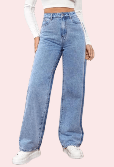 Women's Fashionable Washed High Waist Straight Jeans - MYLUXURY LANE ENTERPRISE