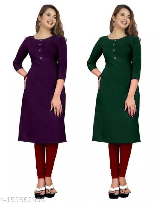 Stylish Multi Crepe 3/4 Sleeves Combo Kurta - MYLUXURY LANE ENTERPRISE