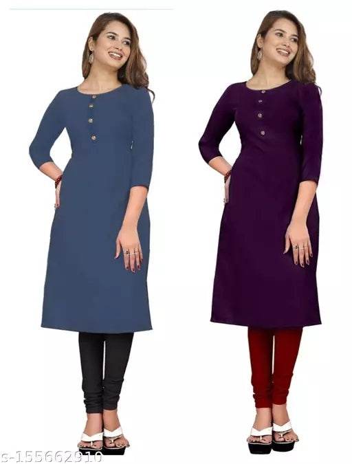 Classic Multi Crepe 3/4 Sleeves Combo Kurta - MYLUXURY LANE ENTERPRISE