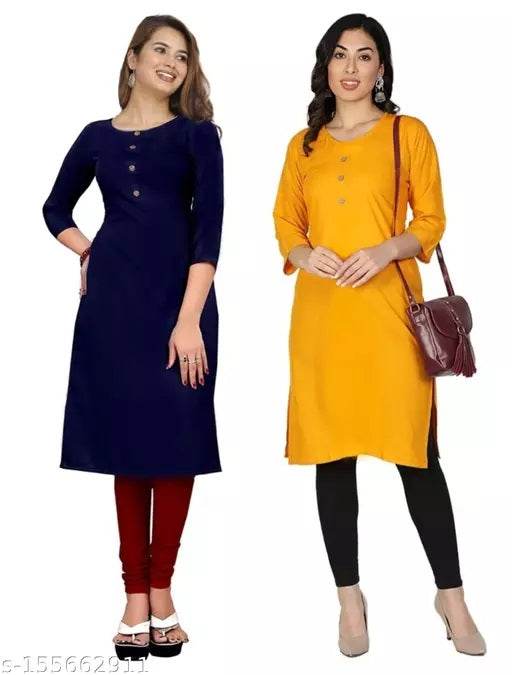 Classy Multi Crepe 3/4 Sleeves Combo Kurta - MYLUXURY LANE ENTERPRISE