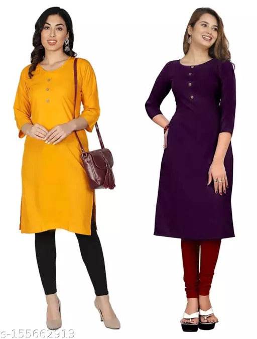 Multi Crepe 3/4 Sleeves Combo Kurta - MYLUXURY LANE ENTERPRISE