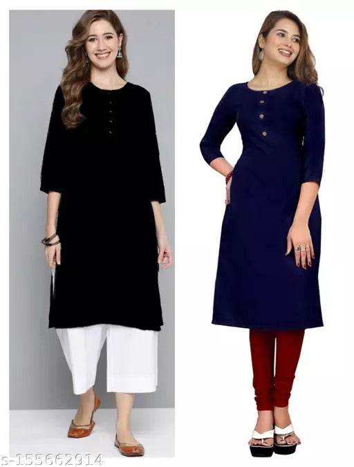 Combo Classic Multi Crepe 3/4 Sleeves Kurta - MYLUXURY LANE ENTERPRISE