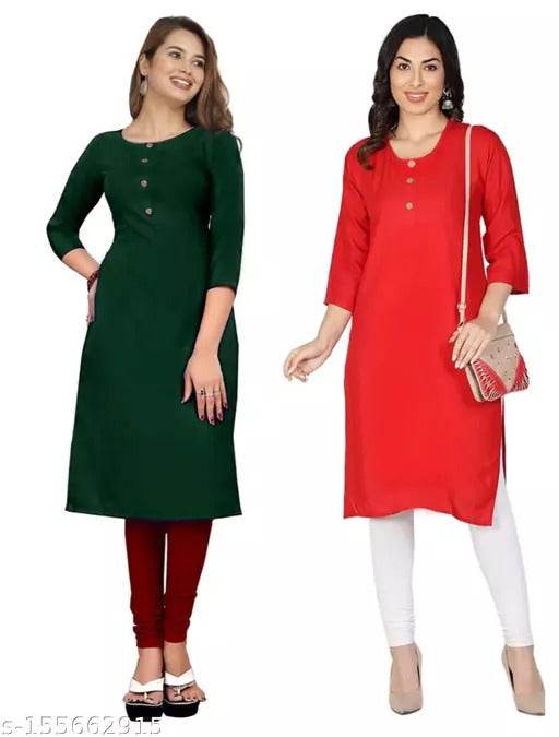 Combo 2 Multi Crepe 3/4 Sleeves Kurta - MYLUXURY LANE ENTERPRISE