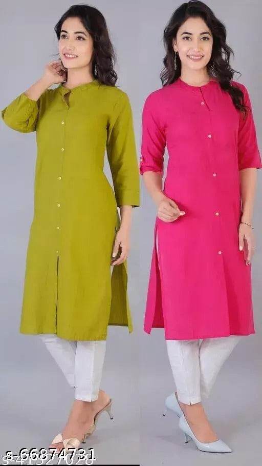 Multi Cotton Slub Kurti For Women Combo Pack - MYLUXURY LANE ENTERPRISE