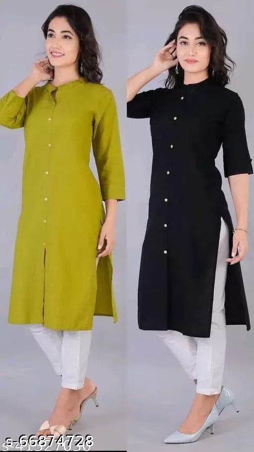 Combo Pack 2 Cotton Slub Kurti For Women - MYLUXURY LANE ENTERPRISE