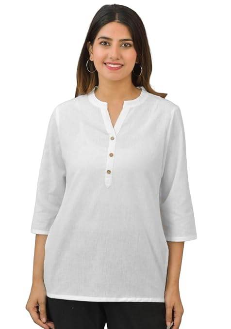 White Women Cotton Short Length Kurtis - MYLUXURY LANE ENTERPRISE