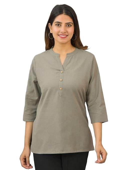 Grey Women Cotton Short Length Kurtis - MYLUXURY LANE ENTERPRISE