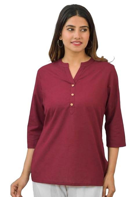 Red Women Cotton Short Length Kurtis - MYLUXURY LANE ENTERPRISE