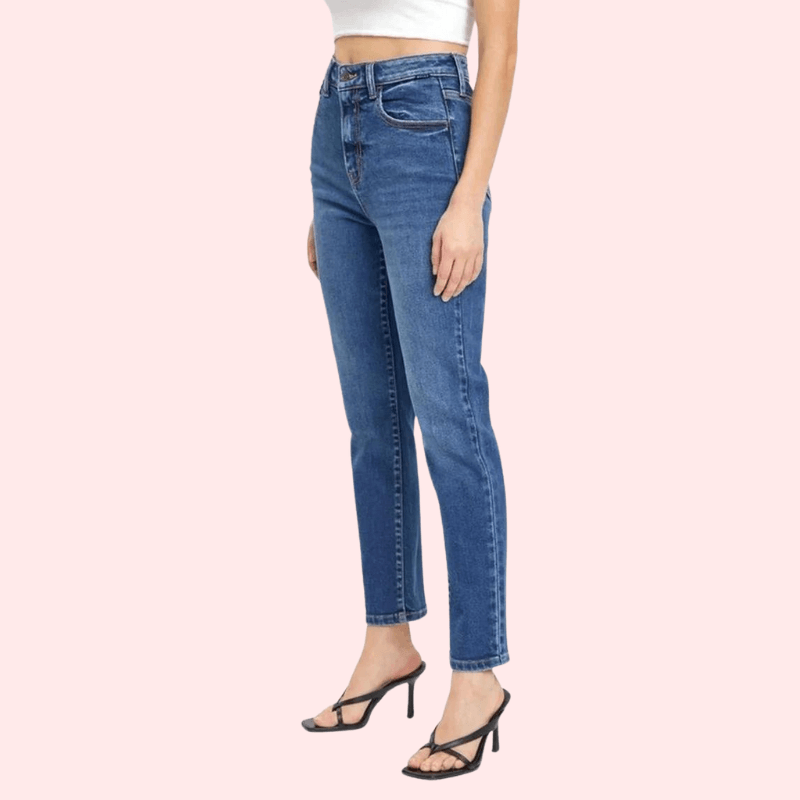 Women's High Rise Classic Slim Straight Denim Jeans - MYLUXURY LANE ENTERPRISE