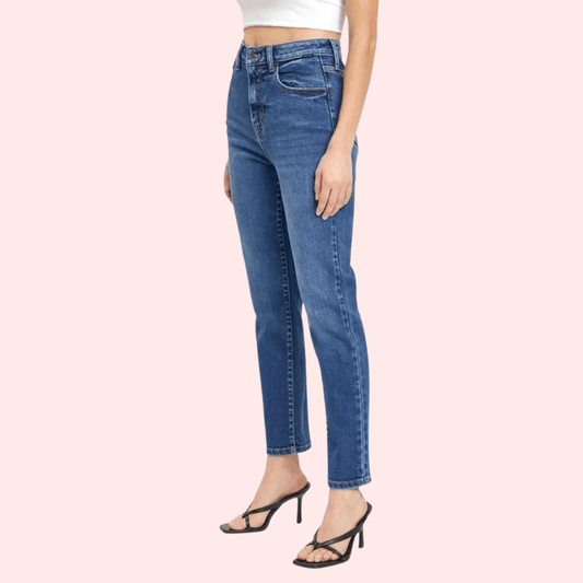 Women's High Rise Classic Slim Straight Denim Jeans - MYLUXURY LANE ENTERPRISE