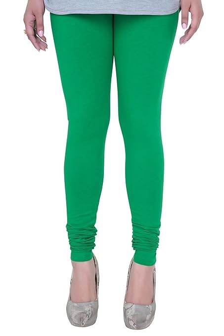 Green Plus Size Ultra Soft Churidar Cotton Lycra Leggings - MYLUXURY LANE ENTERPRISE