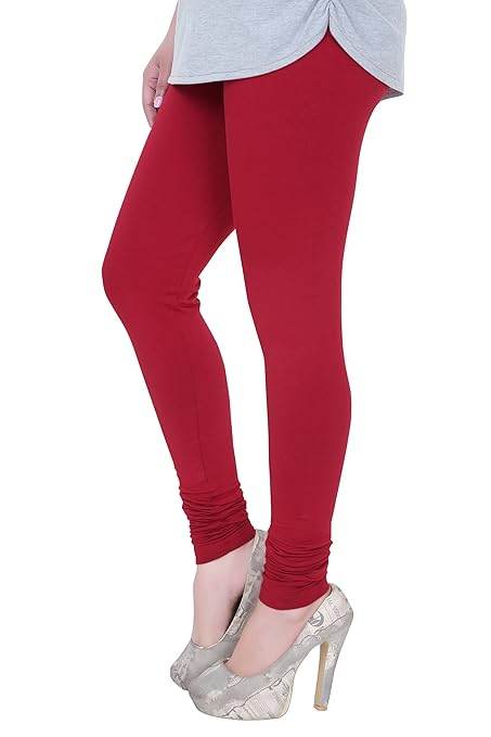 Maroon Plus Size Ultra Soft Churidar Cotton Lycra Leggings - MYLUXURY LANE ENTERPRISE