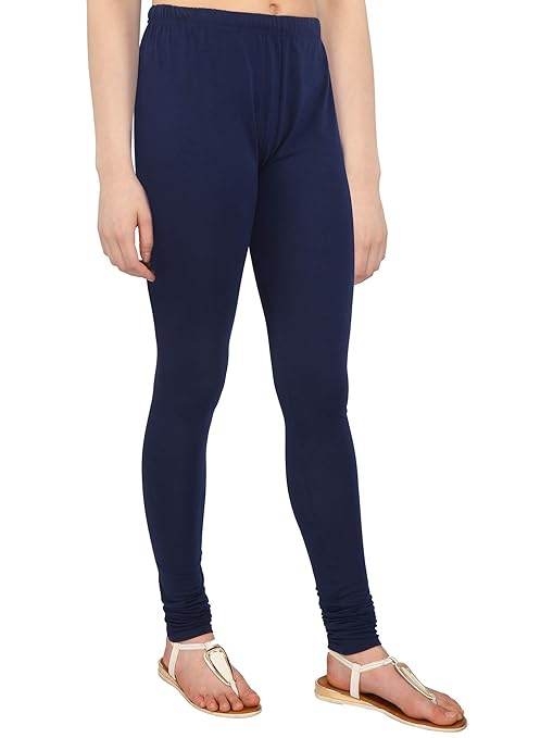 Navy Plus Size Ultra Soft Churidar Cotton Lycra Leggings - MYLUXURY LANE ENTERPRISE