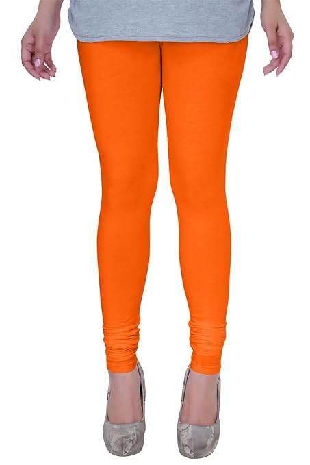 Orange Plus Size Ultra Soft Churidar Cotton Lycra Leggings - MYLUXURY LANE ENTERPRISE