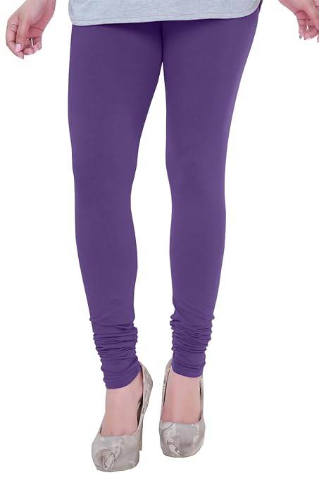 Purple Plus Size Ultra Soft Churidar Cotton Lycra Leggings - MYLUXURY LANE ENTERPRISE