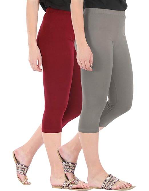 Combo Pack of 2 Skinny Fit 3/4 Capris Leggings - MYLUXURY LANE ENTERPRISE