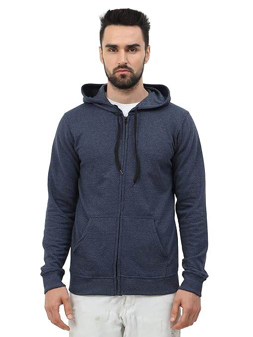 Men's Cotton Plain Navy Melange Hooded - MYLUXURY LANE ENTERPRISE