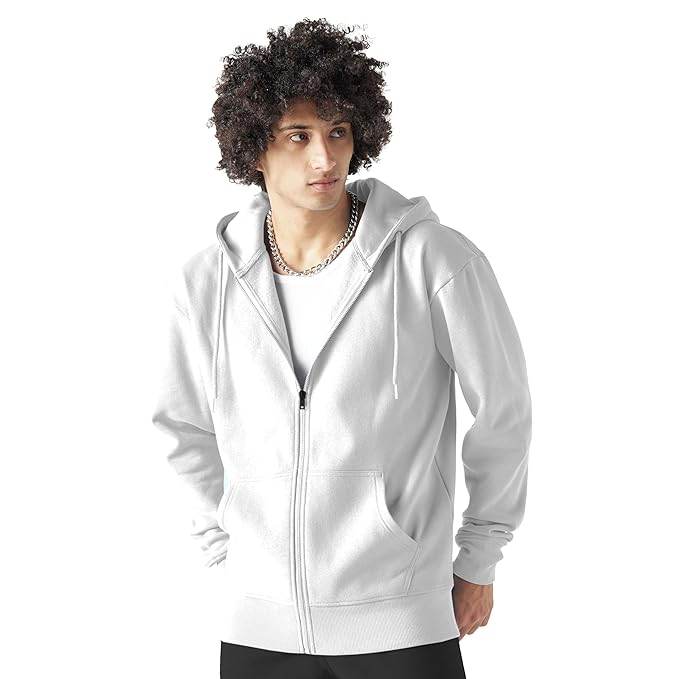 Men Cotton Fleece White Hoodie. - MYLUXURY LANE ENTERPRISE