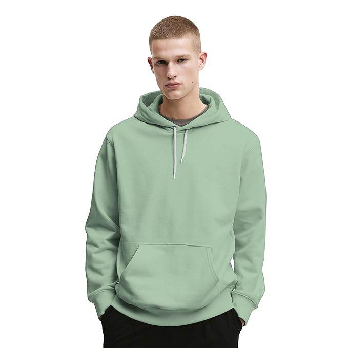 Mens Cotton Fleece Plain Pista Hoodie - MYLUXURY LANE ENTERPRISE