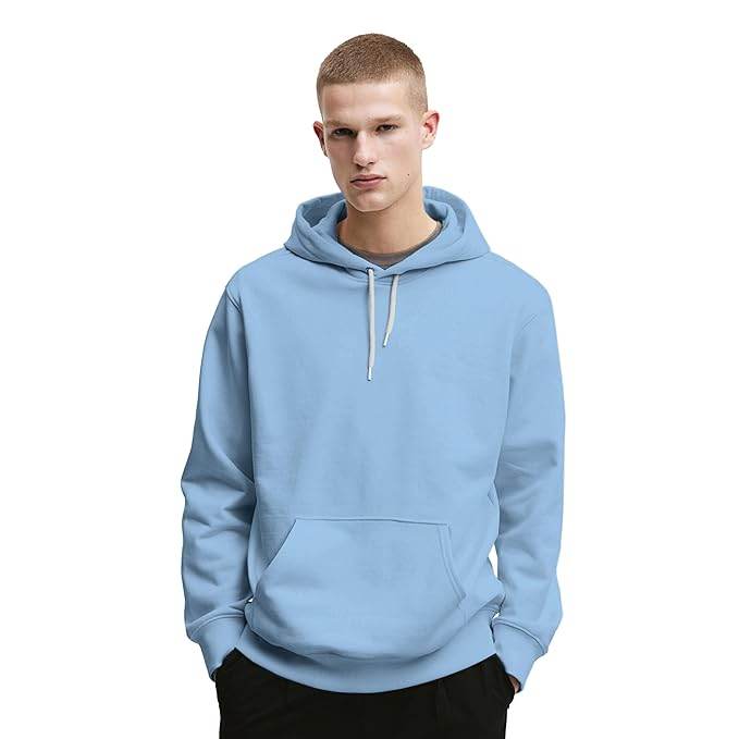 Mens Cotton Fleece Plain Sky Blue Hoodie - MYLUXURY LANE ENTERPRISE
