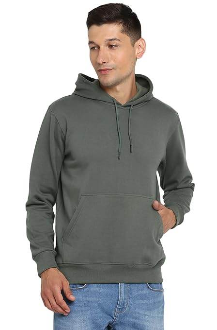 Mens Fleece Plain Fern Green Hoodie - MYLUXURY LANE ENTERPRISE