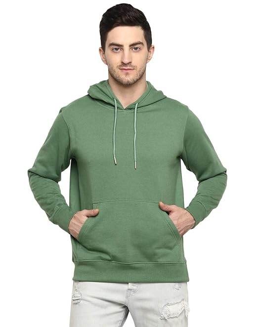 Mens Fleece Plain Green Hoodie - MYLUXURY LANE ENTERPRISE
