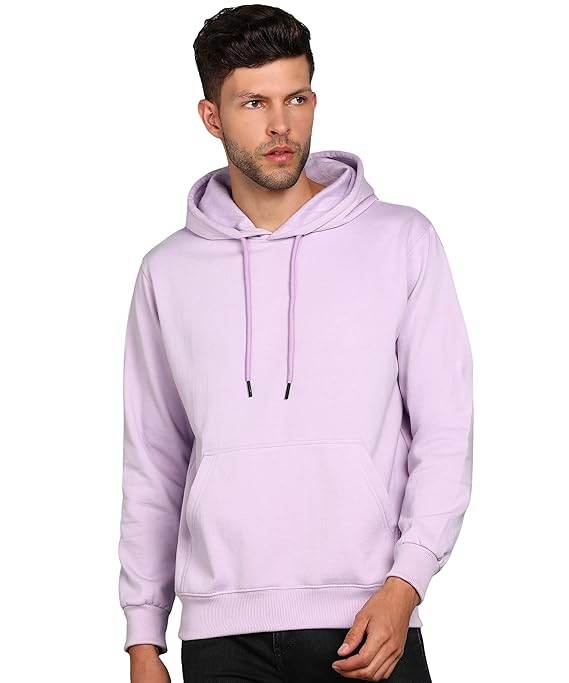 Mens Fleece Plain Light Purple Hoodie - MYLUXURY LANE ENTERPRISE