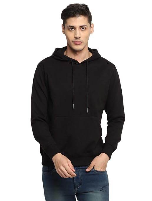 Mens Fleece Plain Black Hoodie - MYLUXURY LANE ENTERPRISE