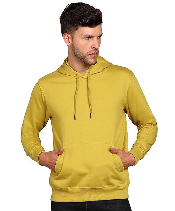 Mens Fleece Plain Yellow Hoodie - MYLUXURY LANE ENTERPRISE