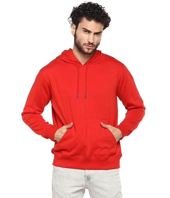 Mens Fleece Plain Red Hoodie - MYLUXURY LANE ENTERPRISE