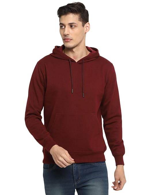 Mens Fleece Plain Wine Hoodie - MYLUXURY LANE ENTERPRISE